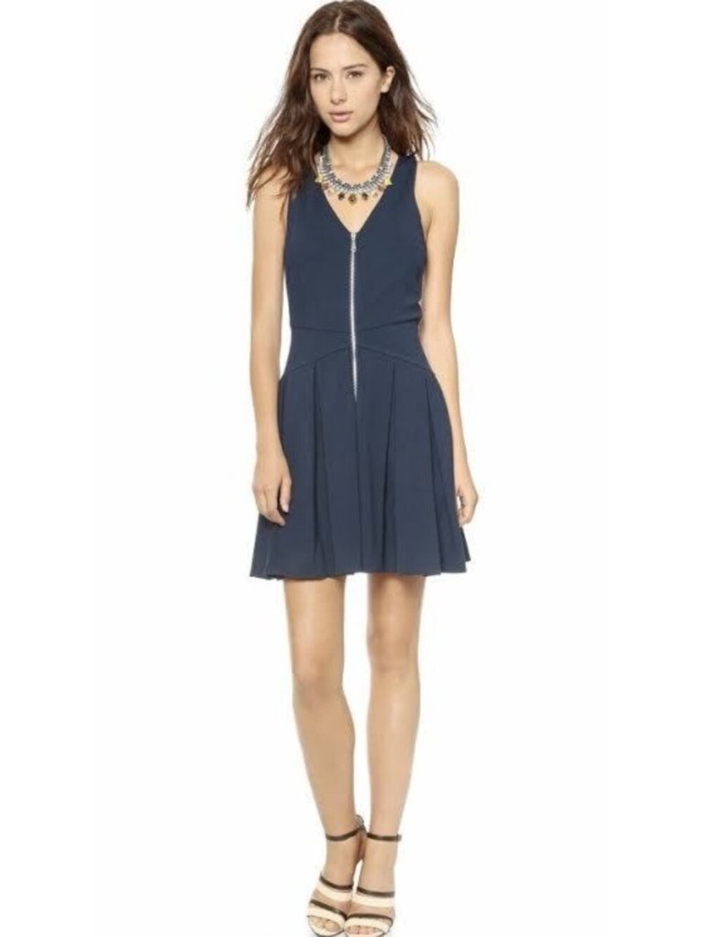 V-50. Rebecca Minkoff Front Zip Fit and flare Dress Blue